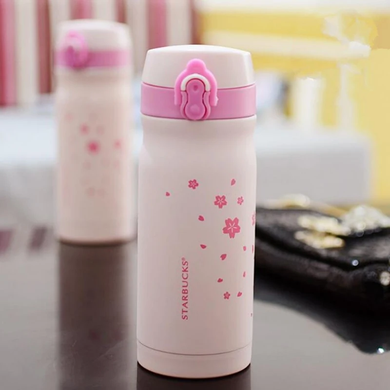 Розовая чашка для воды sakura Женский термос из нержавеющей стали бутылка вишневый