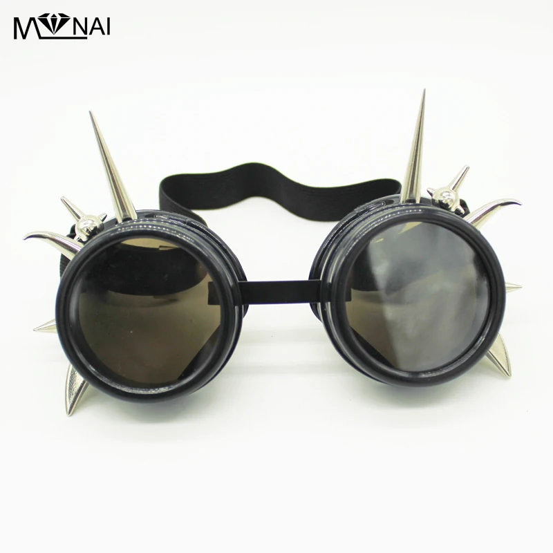 Ретро панк сварочные круглые очки Готический стимпанк Стиль Косплей античные шипы очки с заклепками уникальные