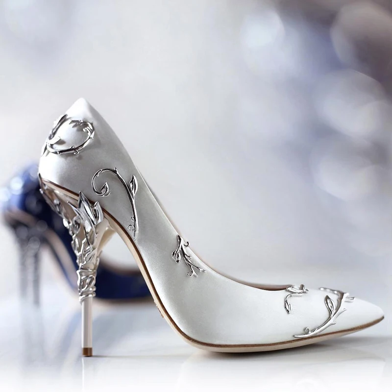 Роскошные женские туфли-лодочки с острым носком; свадебные туфли на каблуке с цветочным узором; женские элегантные шелковые туфли-лодочки на высоком каблуке; фирменный дизайн;