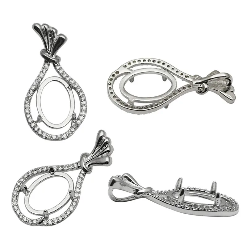 Beadsnice Овальный кулон лоток 925 пробы серебряный пустой кулон кабошон установка ручной работы ожерелье подвески для женщин ID34064