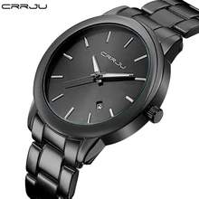 Fashion Black Full Steel Men Casual Quartz Watch Men Clock Male Military Wristwatch Gift Relojes Hombre CRRJU Brand Women watch