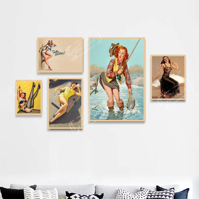 

Calendar Model Sexy Pin Up Girl Pop Art Propaganda Retro Vintage Kraft Poster Canvas DIY Wall Sticker Home Bar Posters Decor