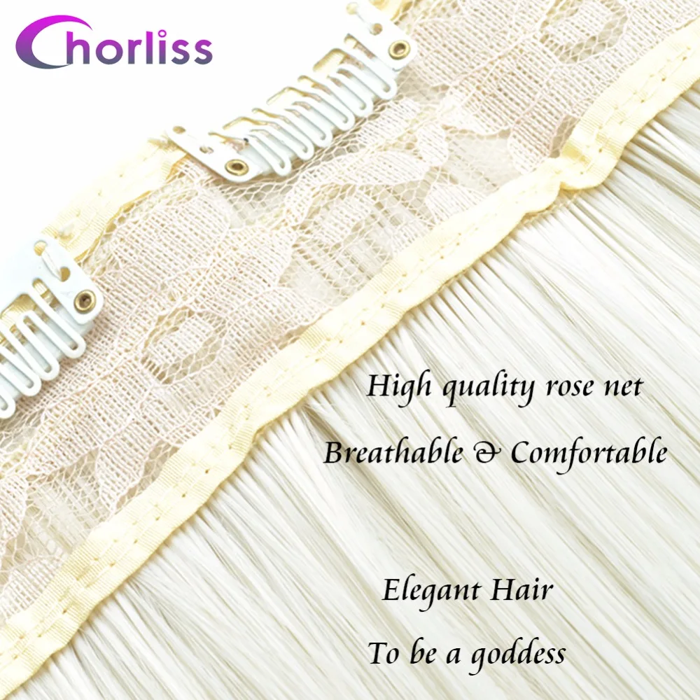 Chorliss 60 см длинные прямые заколки для наращивания волос жучок белый блонд Женские синтетические цельные заколки высокотемпературный волокно