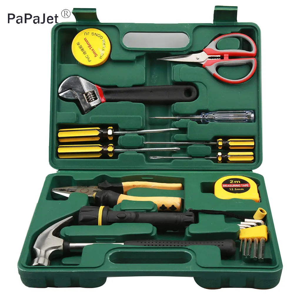 

18 Pcs Hand Tool Set High Quality General Household Kit with Wrench and Plastic ToolBox