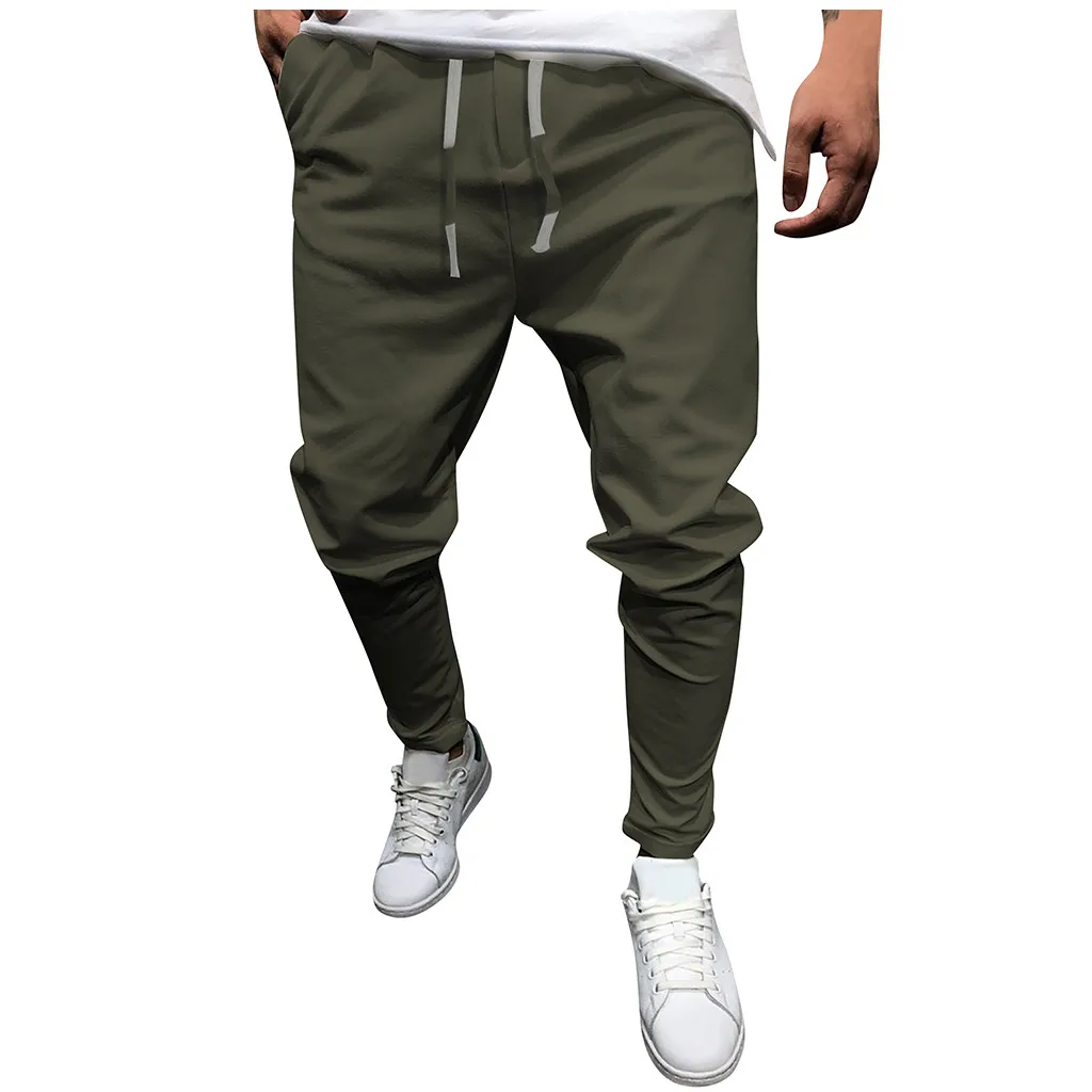 

2019 Casual Jogger Summer New Fashion Casual Men's Tie With Solid Color Eight-color Pants pantalon homme pantalones