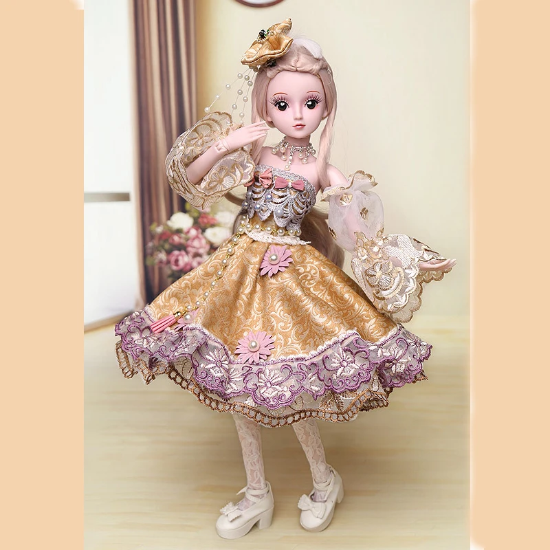 60cm Classic Princess Dolls Large Court Dress Fashion Girls 1/3 Bjd Doll 19 Jointed Girls Toys For Children Birthday Gift