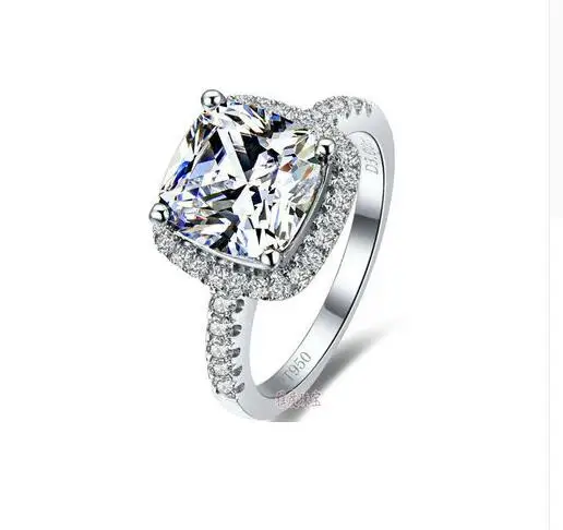 

TR007 1/2/3 Carat Cushion Cut SONA Synthetic Gem Engagement Ring for women
