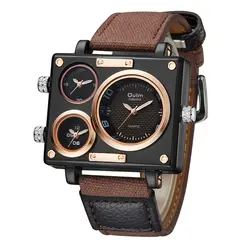 Oulm смотреть Элитный бренд человек ткань СРПД кварц-часы мужской несколько часовых поясов квадратный спортивные часы montre homme