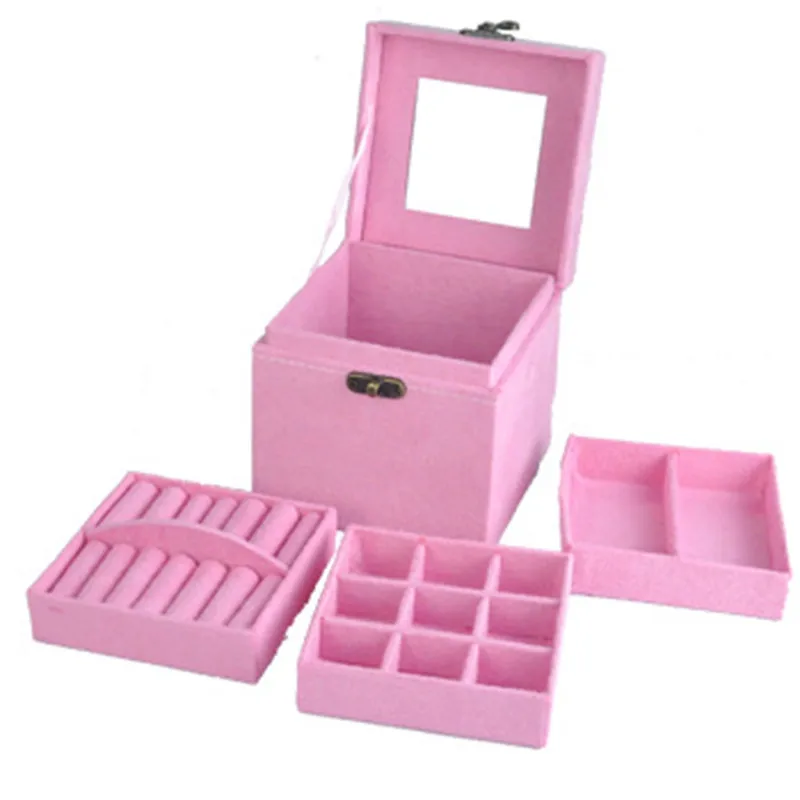 

New 3 Layers Multifunction Make Up Cosmetics Storage Boxes Cosmetics Beauty Organizer Container Boxes with Mirror 4 Color Choose