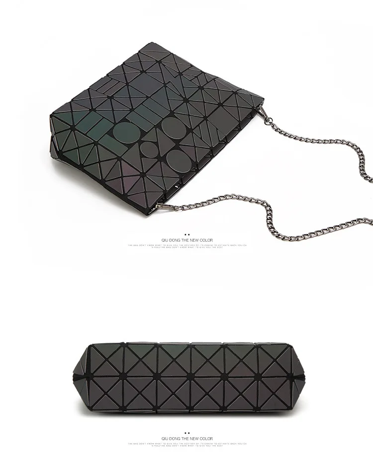 ZYJ Female Laser Luminous Plaid Bags Diamond Chains Rainbow Shoulder Make Up Bag Handbag Deformable Lattice Evening Clutch Bag (16)