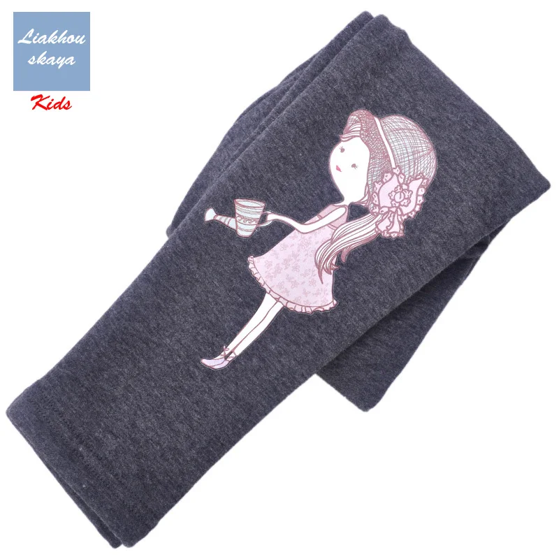 Liakhouskaya/ г.; Зимние флисовые леггинсы для девочек; Детские теплые бархатные брюки; плотные теплые брюки; узкие брюки-карандаш - Цвет: Dark Gray Girl