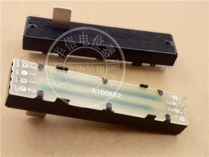 

Original new 100% import 7.2cm dual straight slide push potentiometer A100K bai lin da mixer handle 12MMB black shell SWITCH