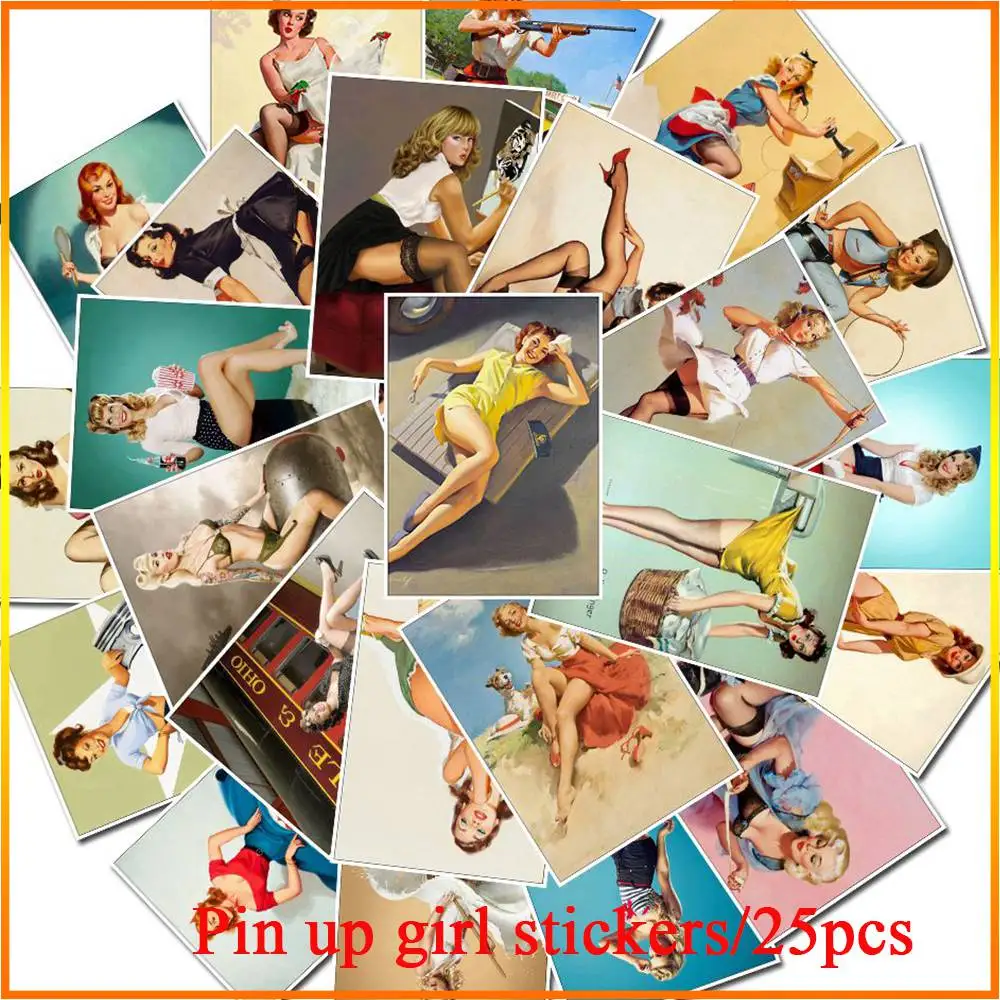 

25 pcs Mix pin up girl Graffiti poster Stickers For Moto Car Bumper & Suitcase Cool Laptop Skateboard Bike Sticker Bomb JDM