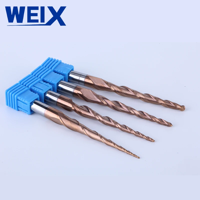 

WEIX 1pc 6mm 30.5cl Tapered Ball Nose End Mill carbide Coated cone cnc milling cutter woodworking engraving bit
