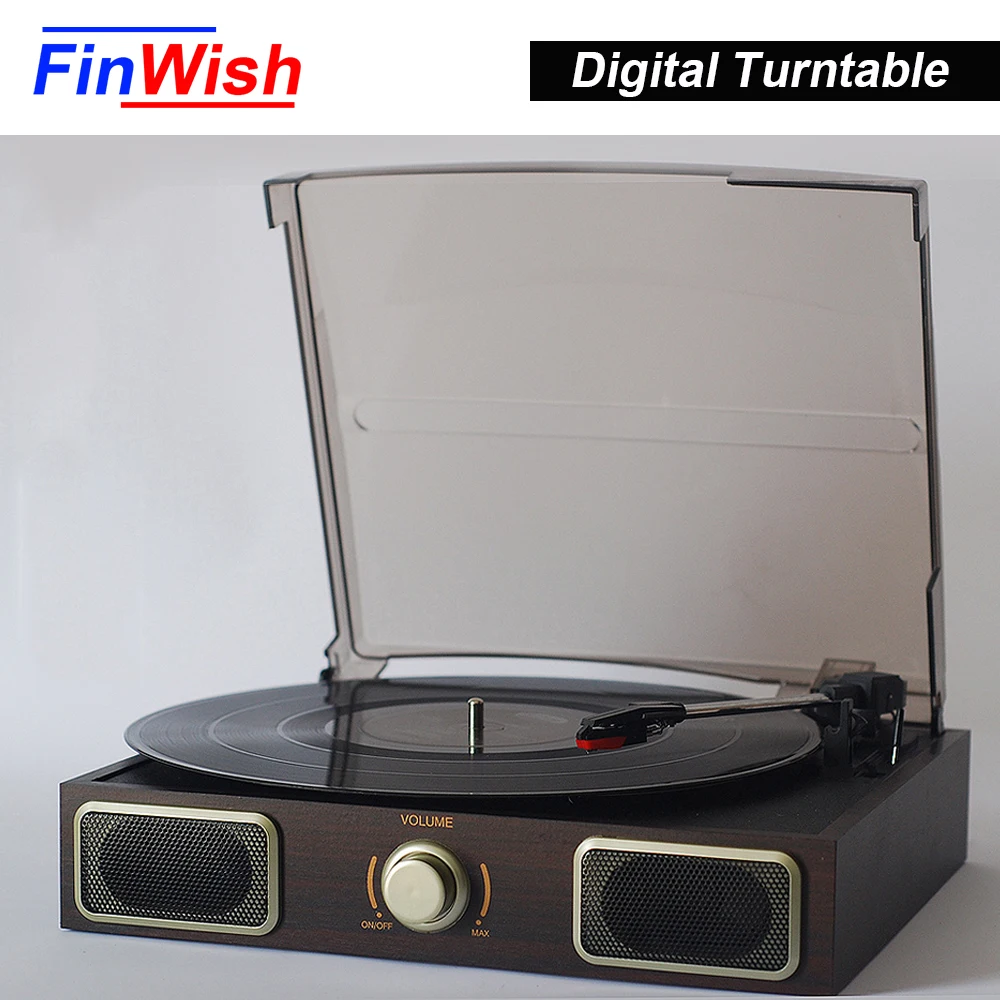 Classical wooden Turntable, Phonograph records player, Vinyl gramophone