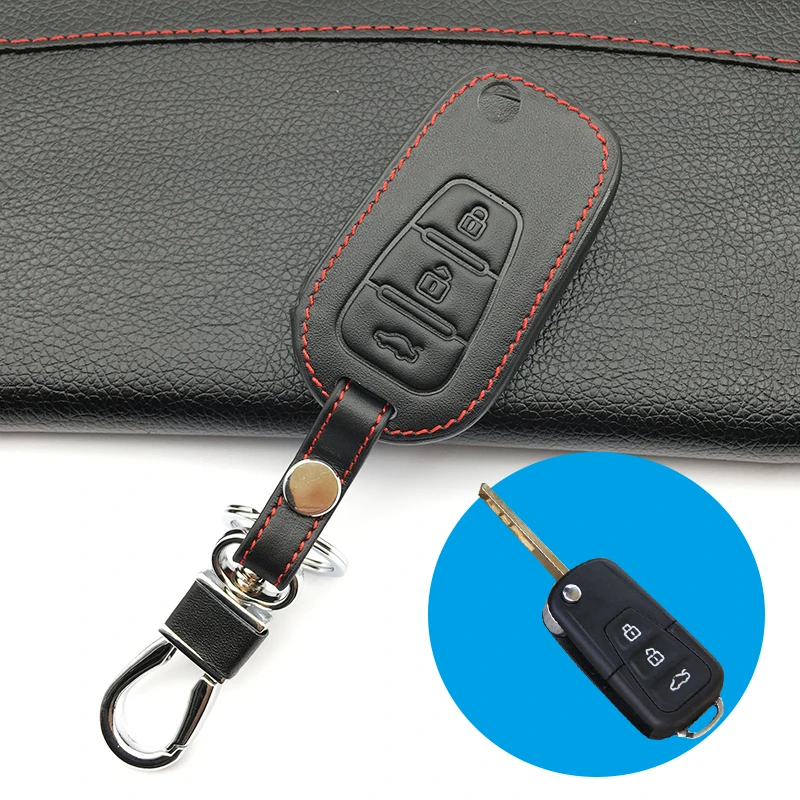 Для LiFan X60, 3 кнопки, высокое качество, верхний слой, кожа, пульт дистанционного управления, чехол для ключей, защитная сумка, складной, авто аксессуары