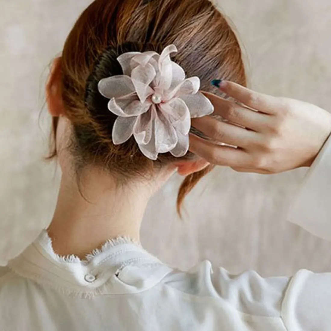 5 Colors Flower Donuts Hair Twist Sweet Headband Magic Hair Bun Maker DIY Hairstyle Tools Pearl