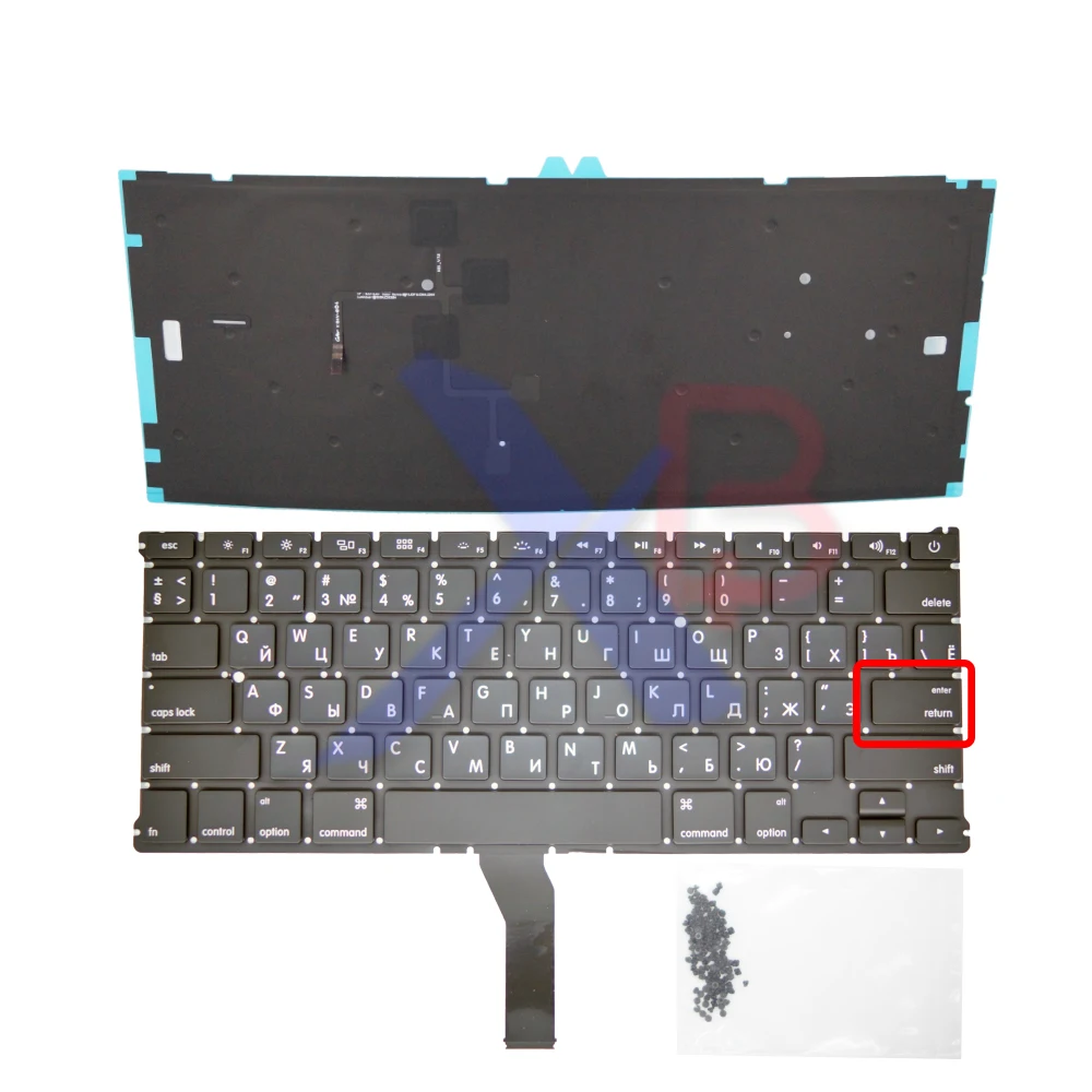 Маленькая клавиша Enter RS русско-английскую клавиатуру/Подсветка с подсветкой+ 100 шт. Винты Клавиатура для ноутбука MacBook Air 13," A1369 A1466 2010-17Year