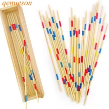 New Hot Educational Wooden Traditional Mikado Spiel Pick Up Sticks With Box Game Spillikin Game stick Multiplayer Games qenueson