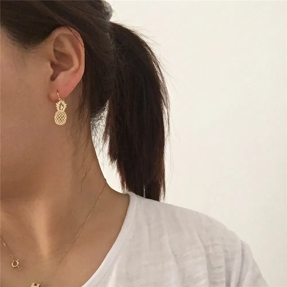 

CUTE GIRLY FRESH GOLD COLOR PINEAPPLE FISHHOOK EARRING
