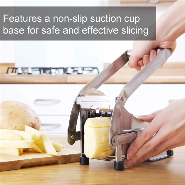 .com: Txkrhwa French Fry Cutter Stainless Steel Potato Chipper Fast  Cutting Potato Chip Cutter with 36/46 Holes Blades Manual Food Slicer Dicer  Multifunction Vegetable Fruit Chipper for Potato Onion(silver): Home &  Kitchen