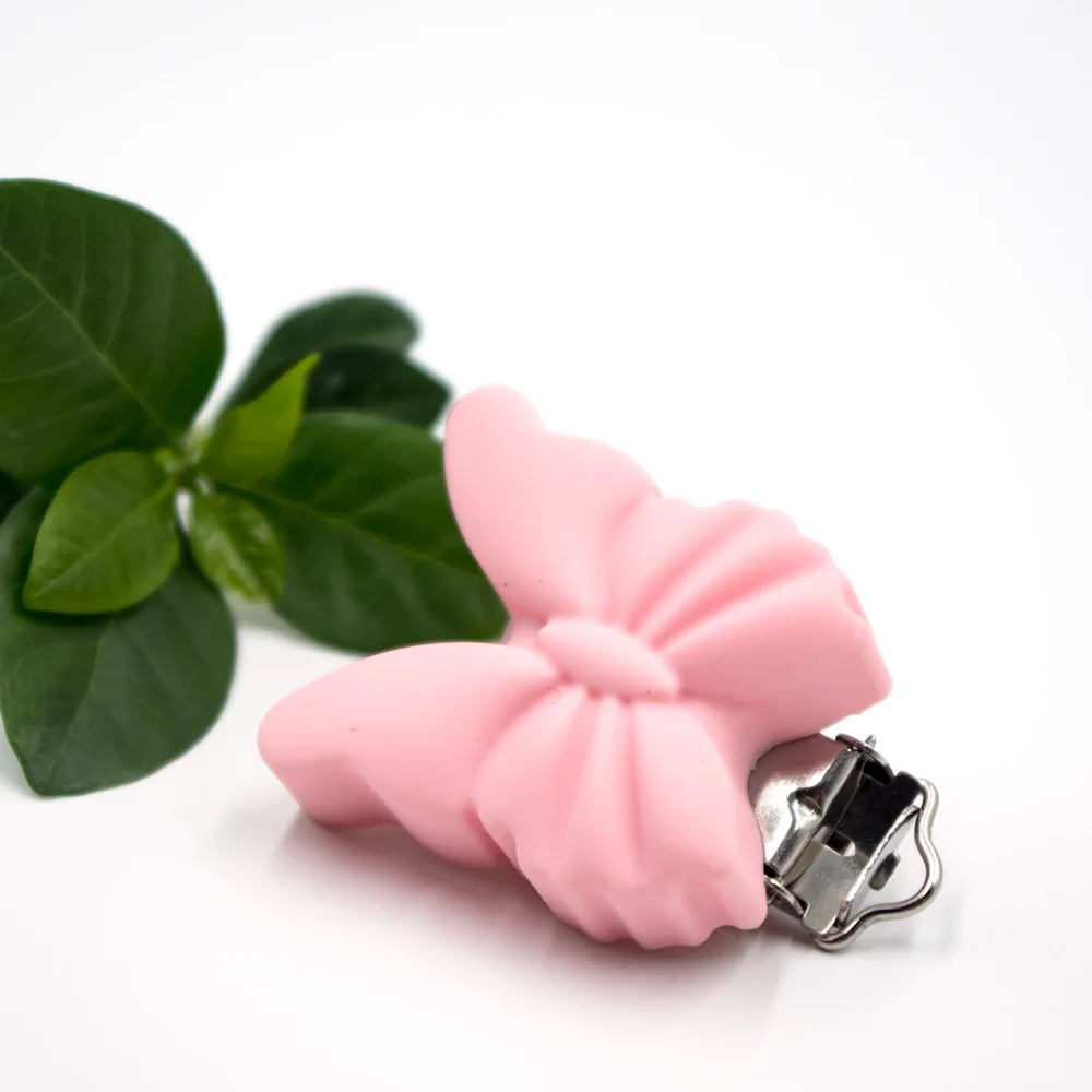 3 шт Butterly силиконовый для детей для прорезывания зубов пустышка зажим пустышка детская цепочка для прорезывателя держатель младенческой Уход игрушка BPA бесплатно Прорезыватель Mordedor - Цвет: Candy Pink