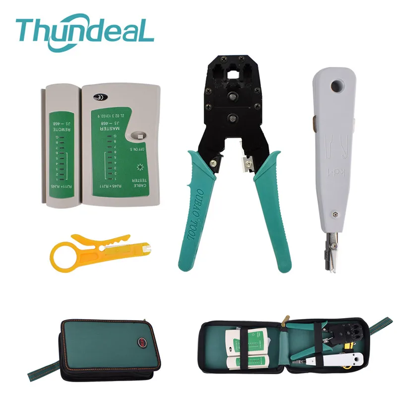 

Network Ethernet Cable Tester RJ11 Cat5 Cat6 Wire Detector Ethernet LAN RJ45 Kit Crimper Crimping Tools Punch Down