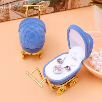 

DoreenBeads Jewelry Boxes Gift Packing Display Plastic Velvet Baby Carriage Shaped Dark Blue Color Wholesale 8.6x3.4cm 1 Piece