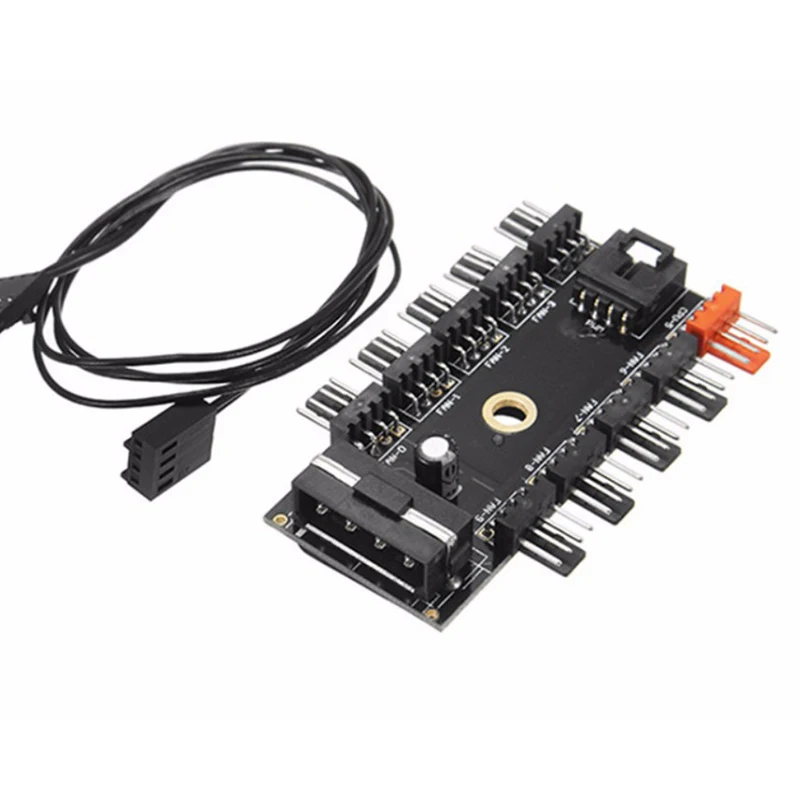 Newest Black PC 1 to 10 4Pin Molex Cooler Cooling Fan Hub Splitter Cable PWM 12V 4Pin Power Supply Adapter For PC Mining