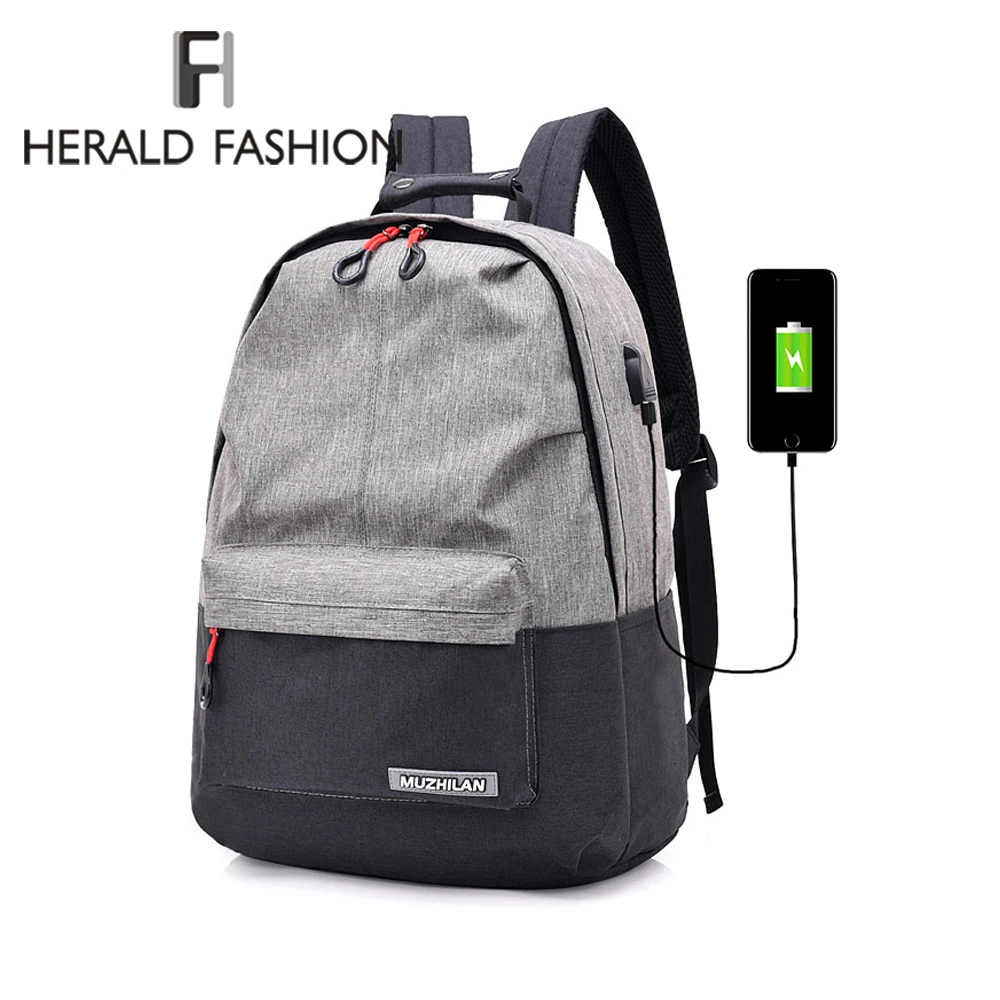 

Herlad Fashion Student College Backpack USB Charging Anti-theft Backpack Women School Backpacks For Teenage Girl Travel Backpack