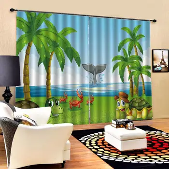 

kids curtain sbeach sea curtains Curtain office Bedroom 3D Window Curtain Luxury living room decorate Cortina tree curtain