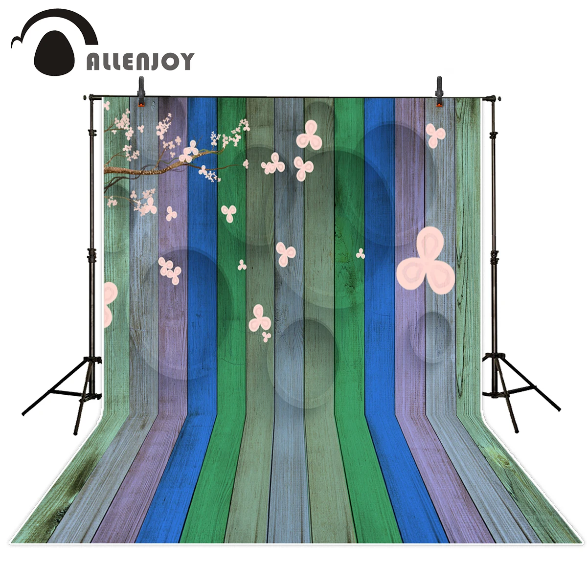 

Allenjoy background for photographic studio flower Blue Purple wooden board original design photography backdrops custom vinyl