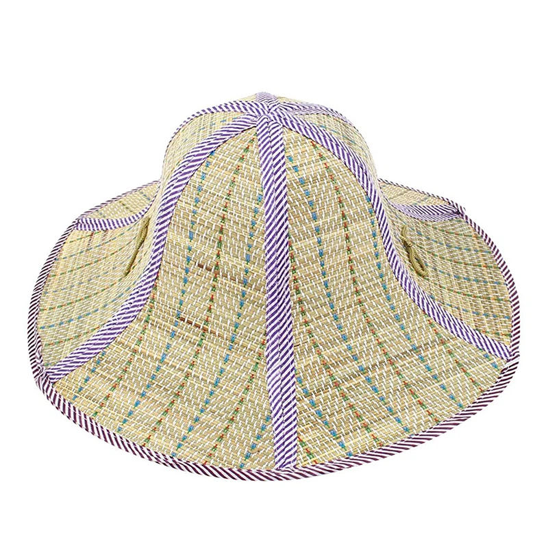 

Outdoor Fishing Beach Wide Brim Summer Sun Foldable Straw Hat Purple