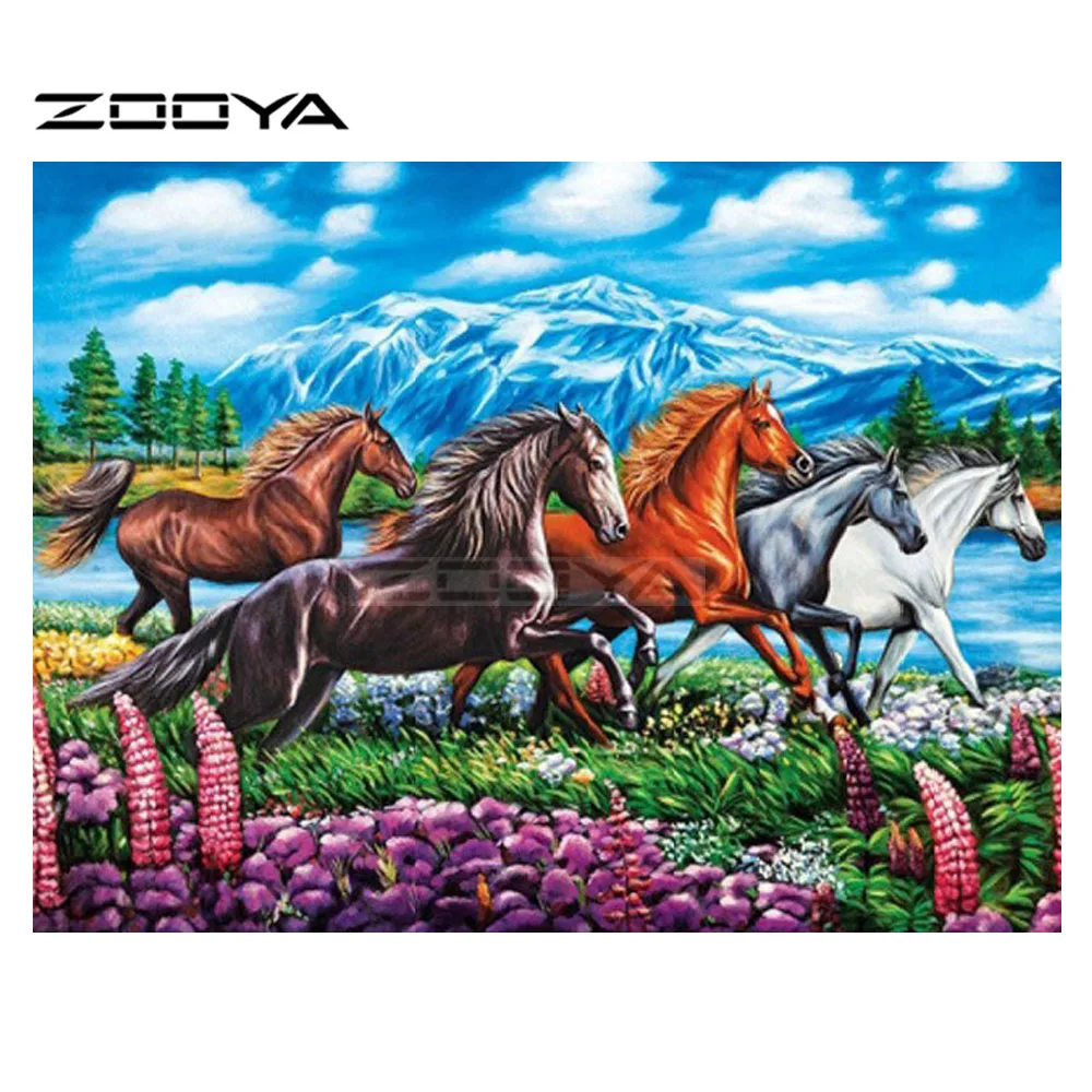 ZOOYA Sale Diamond Embroidery 5D DIY Painting Home Decor Horse Group Mosaic Pictures Rhinestone R2393 | Дом и сад