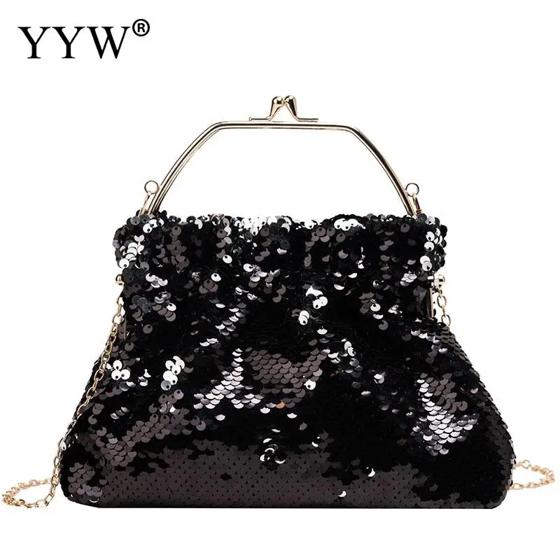 Черная Женская сумка с блестками Pochette Mariage Sac Femme, модный стиль, сумки с верхней ручкой, Серебряный клатч, сумка, кошельки и сумки