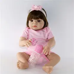 Bebes Reborn игрушки куклы полный силиконовый корпус reborn девушка 23 "57 см Рождественский подарок игрушка кукла для ребенка juguetes bonecas может
