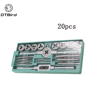 

20pcs Tap Dies Set 1/16''--1/2'' NC Screw Thread Plugs Taps Carbon Steel Hand Screw Tap Hand Tools M3-M12 Titanium Plating Tool