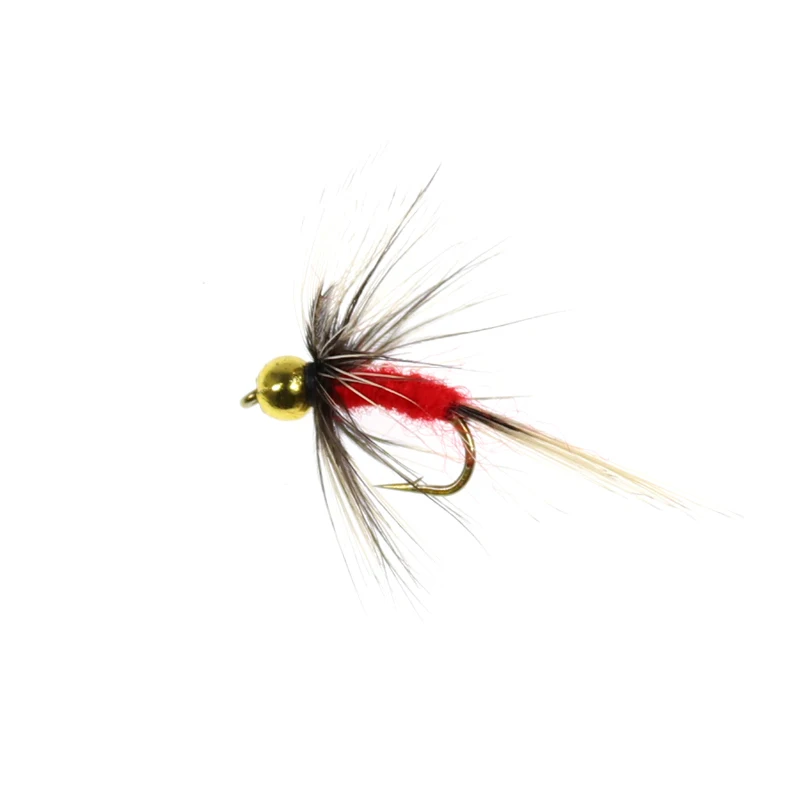 

10PCS Gold Beadhead Long beard Nymph Red Body Fishing Fly Artificial Bait