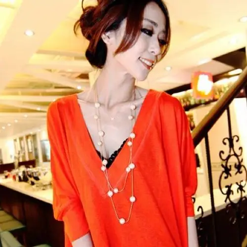 

2013 New Arrival Free Shipping Fashion All-match Sweet Princess Multi-layer Simulated Pearl Long Necklace N595