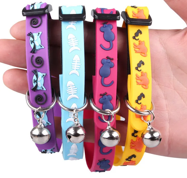 Free shipping pet cat collar safety belt elastic belt mouse cat style soft silicon cartoon 24pcs/lot