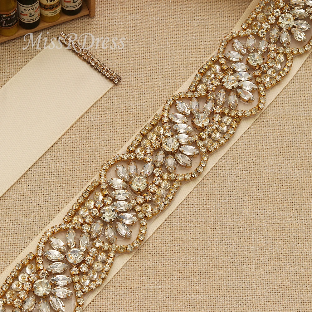 MissRDress золото кристаллы для свадебного платья ремень ручной работы со стразами для невесты ремень со стразами Свадебные пояс-кушак для