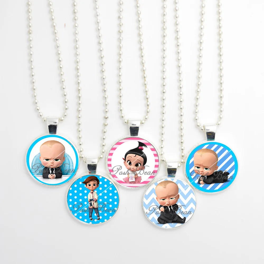 

Dreamworks Boss Baby Necklace Pattern Glass Cabochon Pendant Handmade Women Jewelry Cute Birthday Party Favor Gifts for Kids