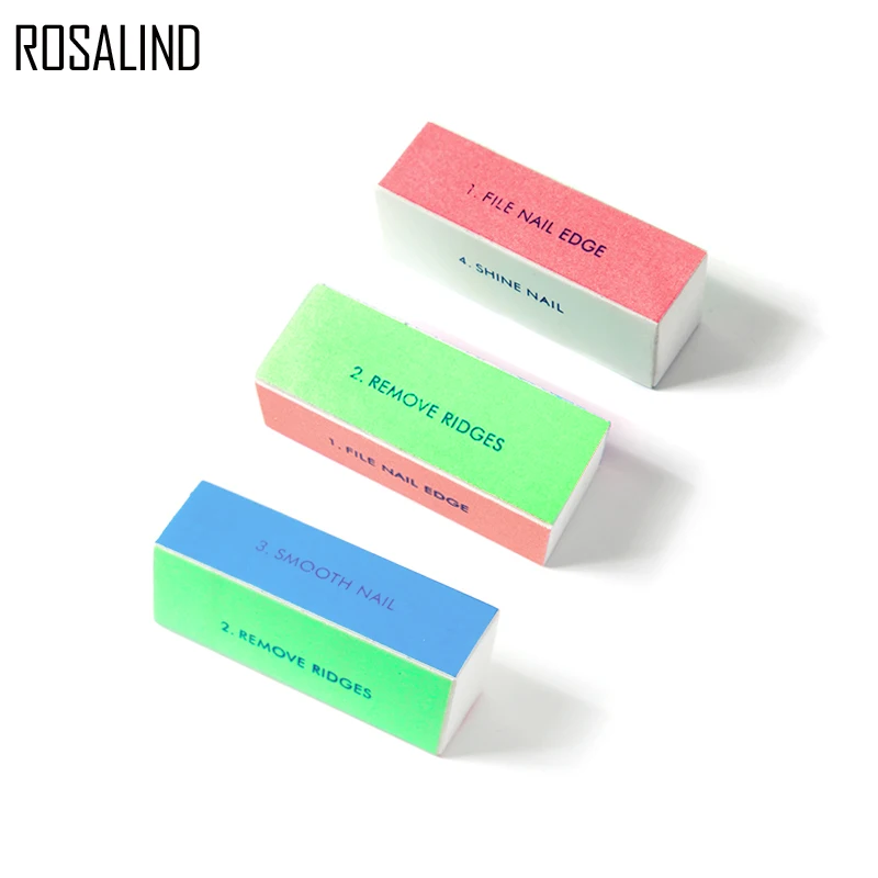 

ROSALIND Nail Buffer Tool 3PCS/LOT professional Clean Nail Beauty Tools Blocks For Sides Nail Buffer for DIY UV Gel Nail Polish
