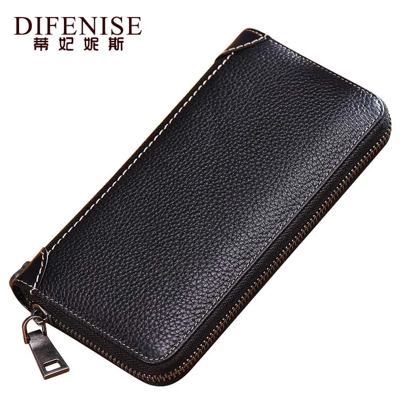 

Difenise Genuine Leather Unisex Wallets Solid Fashion Organizer Wallets Long style Women Blue Red Black Purses Women Wallet 6981