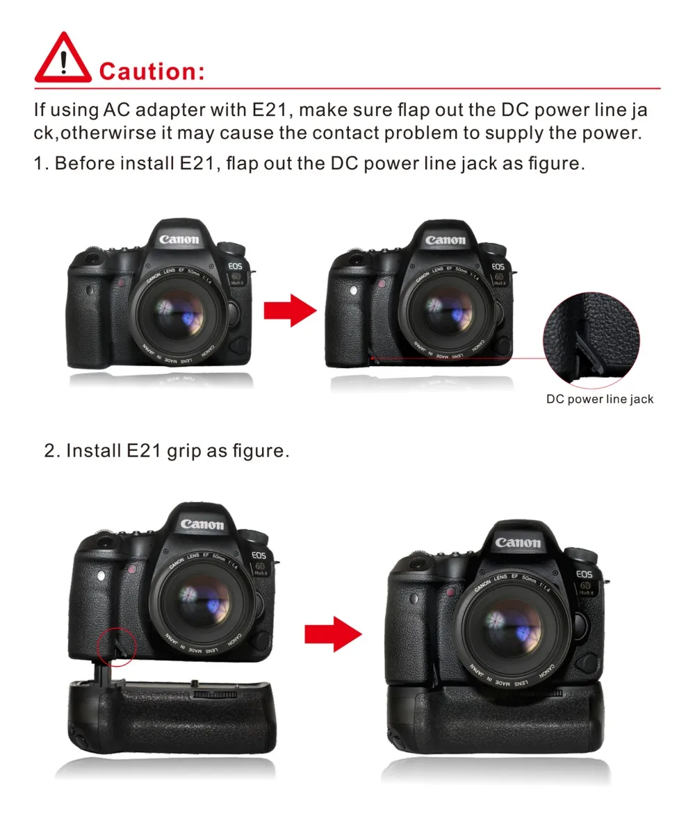 Pixel профессии Батарейная ручка BG-E21 E21 ручка для Canon 6D Mark II Камера Совместимость для LP-E6 и LP-E6N батареи VS e20