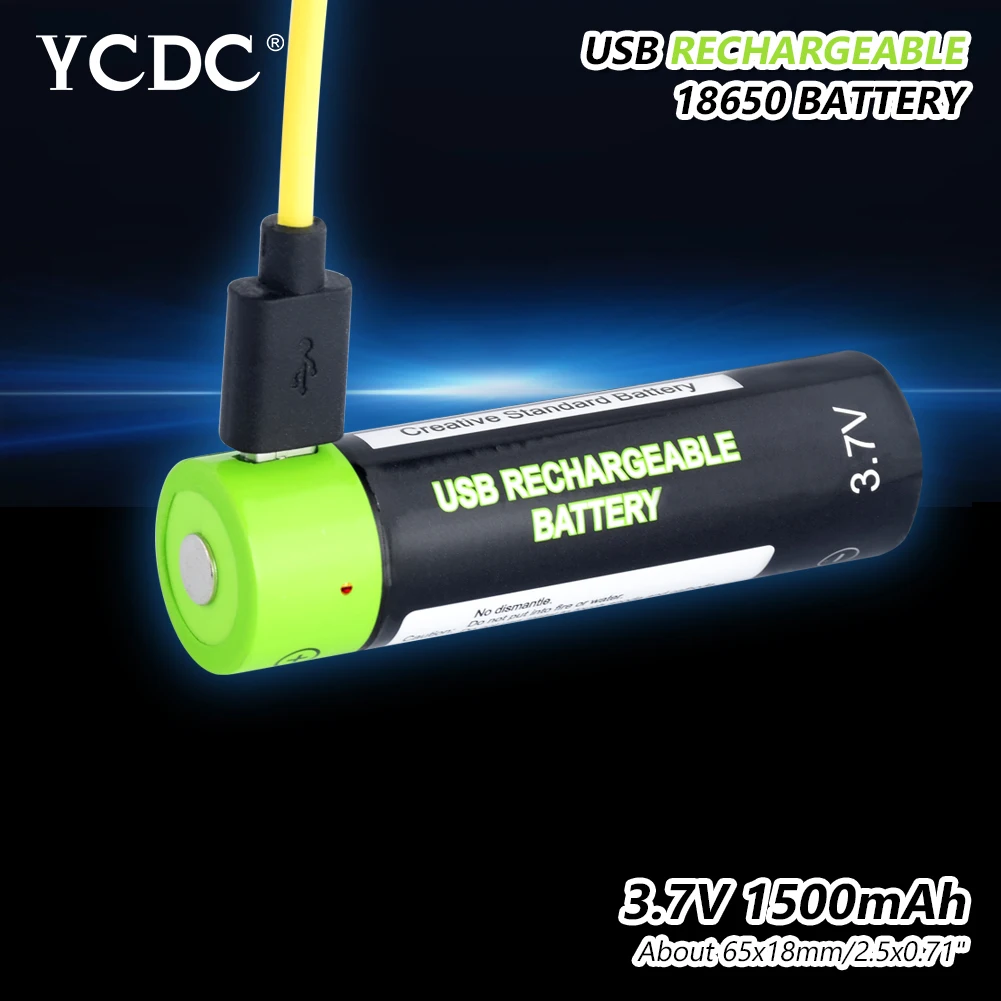 18650 USB Перезаряжаемые литиевых Батарея 1500 mAh кабель Зарядное устройство Комплект для аккумуляторы с контроллером литий-полимерный