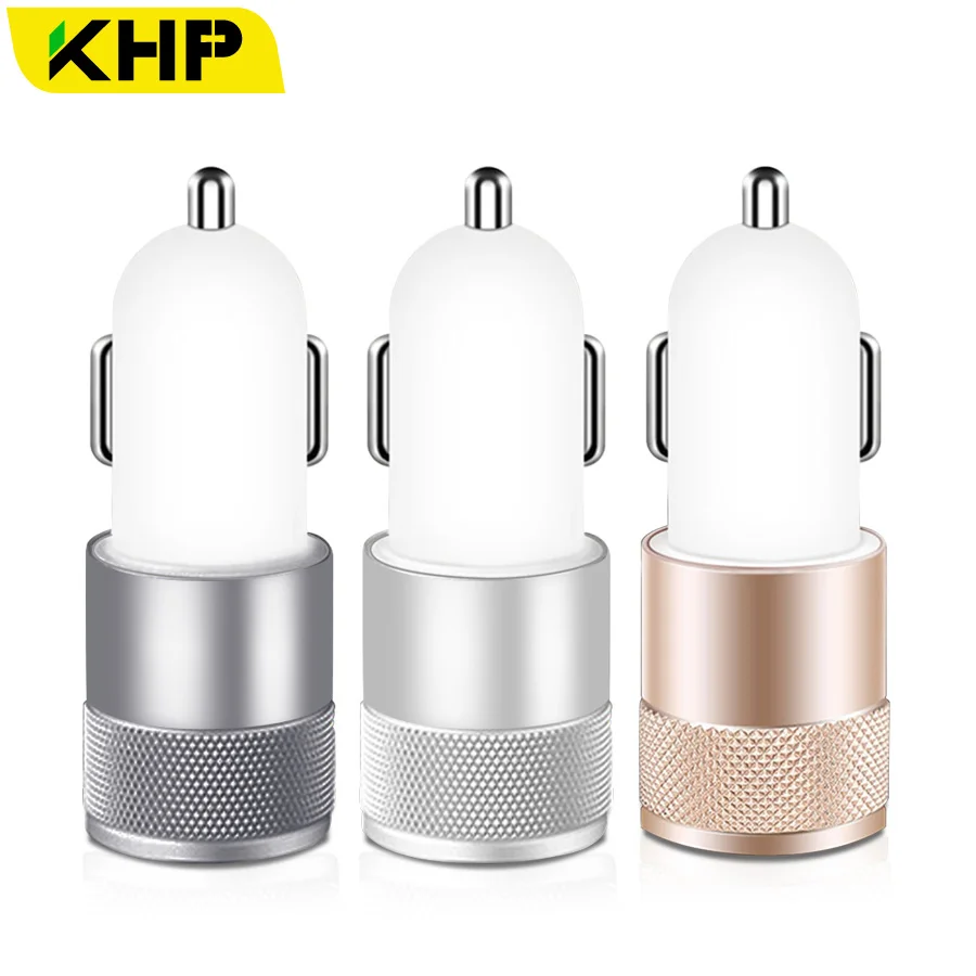 شاحن سيارة khp العالمي البسيطة المزدوجة usb شاحن سيارة ل فون 6 6 ثانية زائد 5 7 iphone6 شاحن usb محول سامسونج led usb شاحن