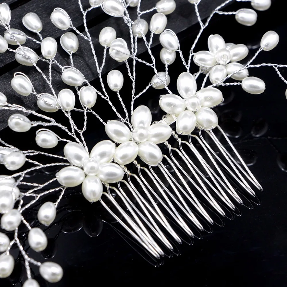 JAVRICK 15 см свадебные расчески ручной работы жемчужные свадебные женские головные уборы ювелирные изделия для волос