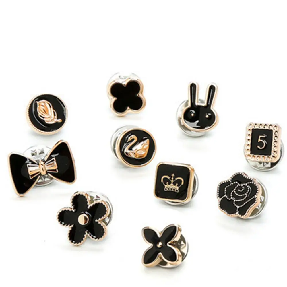 

10pc Pearl Anti-Lighting Cartoon Small Brooch Sweater Cardigan Neckline Pin Scarf Cufflinks Assembly Women Keystone Brooch