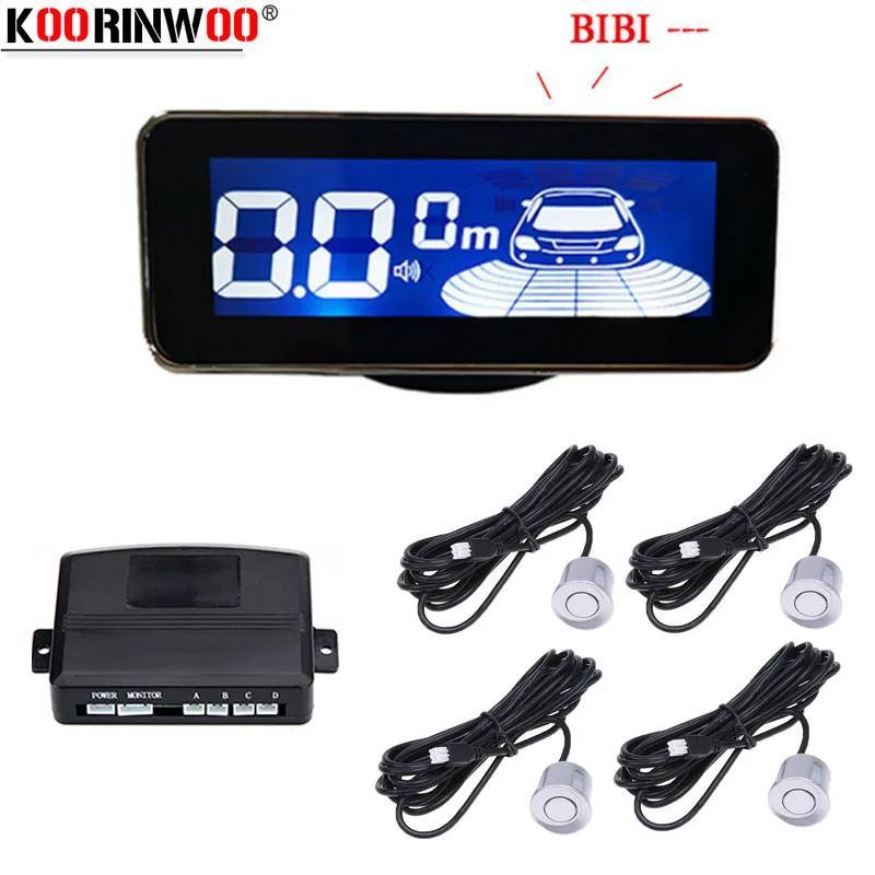 Sensor de Estacionamento Koorinwoo Parkmaster Display Multicolorido Retroiluminação 4 Sistema Carro Radar Reverso Parktronic Sensores Led